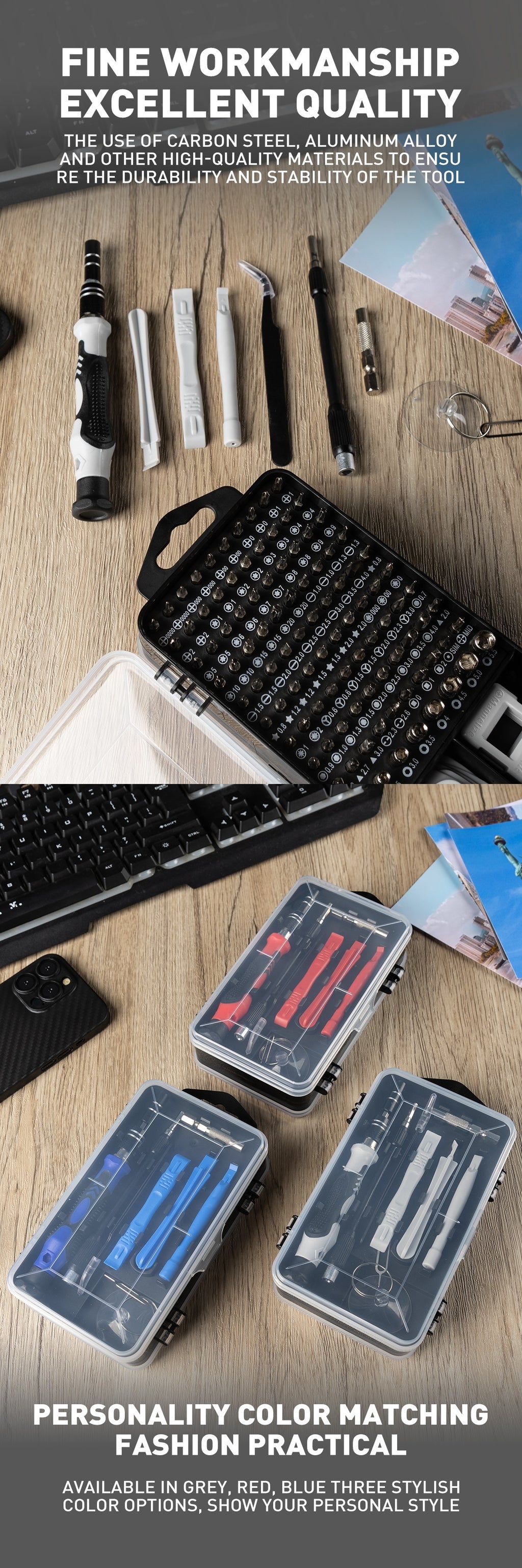 Jeu de Tournevis de Précision 117 en 1 – Kit d’Outils Magnétiques pour Réparation Électronique avec Boîtier