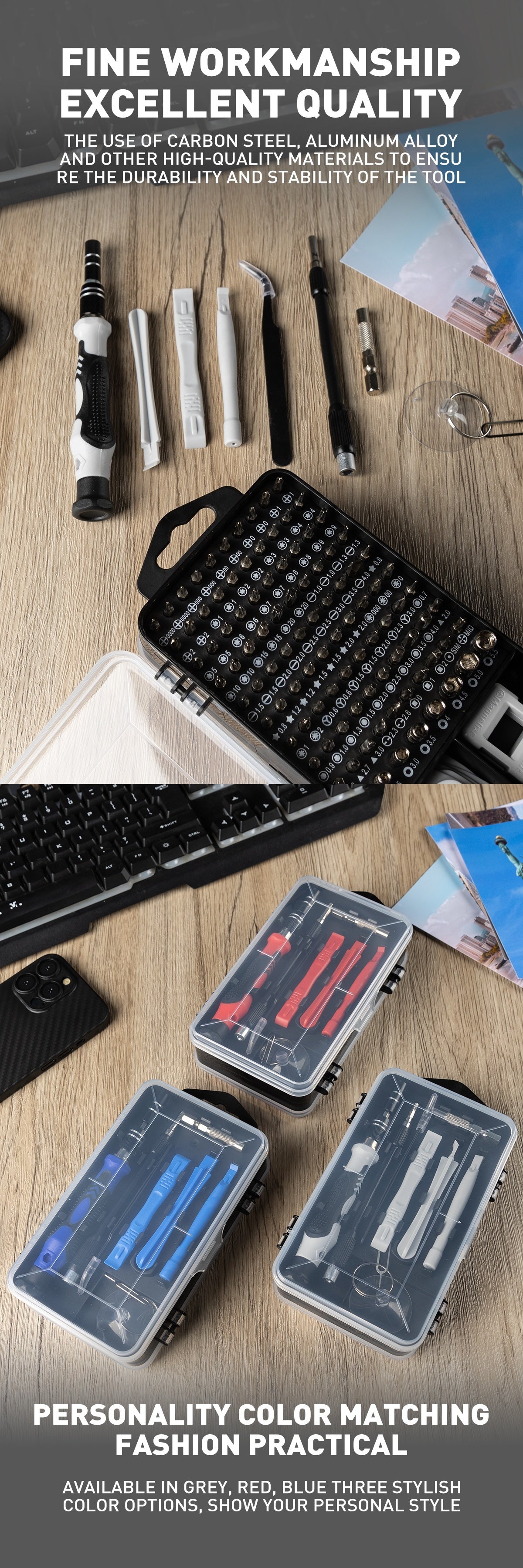 Jeu de Tournevis de Précision 117 en 1 – Kit d’Outils Magnétiques pour Réparation Électronique avec Boîtier